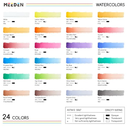 MEEDEN Professional Watercolor Paint Set: 24 Colors Semi-Moist Sets - color: 24 Colors