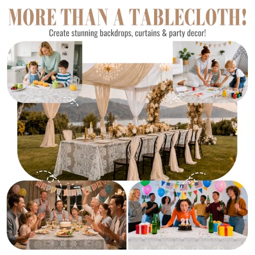 Plastic Table Cloth Disposable, 54In X 300Ft Lace Table Cover Roll | Plastic Table Cloth Roll, Thicker Plastic Table Cloth Disposable for Banquet, Catering Team, Display Table（LaceHeavy） - color: Laceheavy, size: 54" x 3600" (Rectangular)