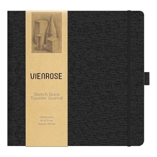 Vienrose 8.3"x8.3" Sketch Books, Linen Cover Sketching Book with Acid-Free Paper, 111lb/180gsm Drawing Pad for Kids, Beginners & Professionals, Art Supplies for Adults & Students(Black, 60 Sheets) - color: Black, size: 8.3"x8.3", 60 sheets