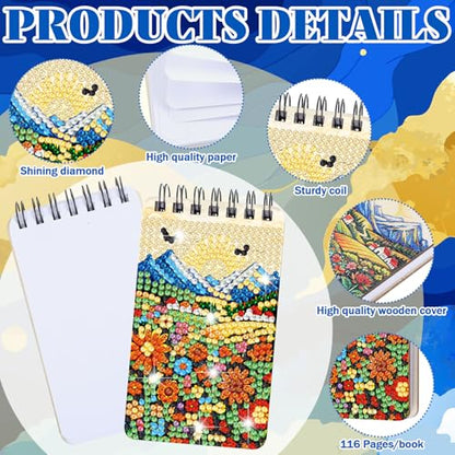 Fuyoooo 12 Pcs Abstract Landscape Diamond Art Notebook Kits for Adults | Landscape Abstract Diamond Art Notebook, DIY Cover Notebook Diamond Painting for Beginners, 5d Journal Notepad Accessories - style: Abstract Landscape
