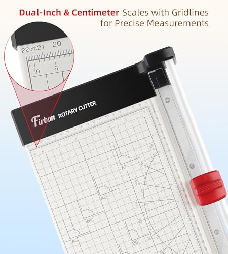 Firbon 15 Inch Rotary Paper Trimmer with Replaceable Blade | Heavy Duty 10-Sheet Capacity | Up to 15" Cutting | Cut Cardstock, Photo & Scrapbooking Crafts | Office, School & Home Use - size: 15-Inch