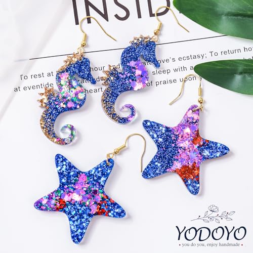 YODOYO Resin Earring Molds 3pcs Ocean Marine Life Jewelry Resin Molds | Jellyfish Shell Starfish Earrings Keychain Silicone Molds for Epoxy UV Resin Necklaces Pendant Jewelry Making Mold