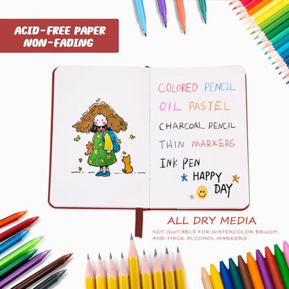 Mix Media Pad,3.5"x5.5" Small Hardcover Leather Art Sketchbook,60 Sheets(112lb/180gsm) Heavyweight Acid Free Artistic Painting Drawing Sketching Paper, Handy Pocket Journal Sketchbook.Wine Red - color: 180gsm-wine red