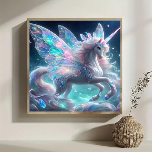 WCHUIMM Unicorn Diamond Art Kits for Adults-5D Pony Diamond Painting Kits for Beginners, DIY Full Round Drill Diamonds Gem Art for Home Decor 12X12Inch - color: Unicorn