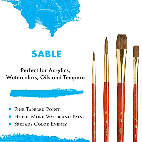 Princeton RealValue Brush Set, Natural, Red Handle, Natural Camel, 4 Piece, 1 Count - style: Set-9121