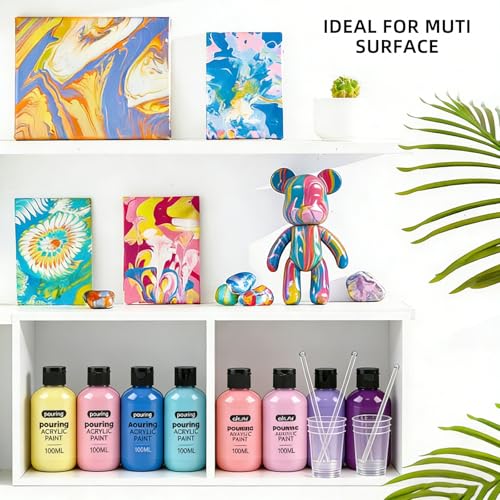 Colorful Pastel Series Acrylic Pouring Paint Set, 4 Colors, 3.34 oz Art Kit - color: Pastel Color