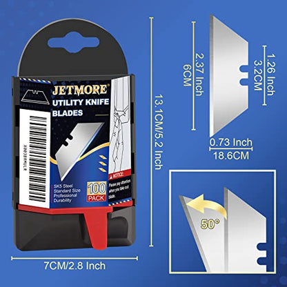 100 Pack Utility Knife Blades, Knife Blades, SK5 Razor Blades | SK5 steel stays sharp through cartons, carpet and vinyl, box cutter blades in a dispenser keep utility blades organized - size: 100 Pack