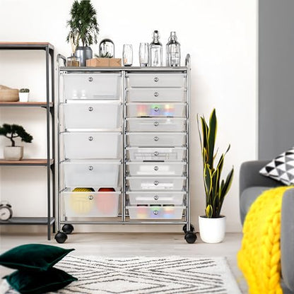 Simple Houseware 15 Drawers Rolling Utility Cart Art Craft Storage, Chrome - color: Chrome, size: 15 Drawers