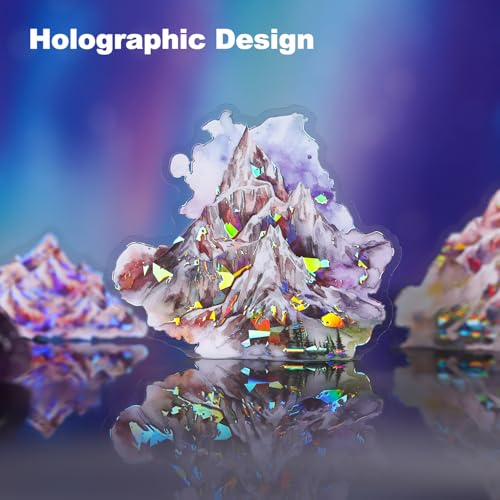 60 Pcs Mountain Holographic PET Stickers Set, Landscape Stickers for Scrapbooking, Journaling and DIY Crafts - color: Over the Mountain