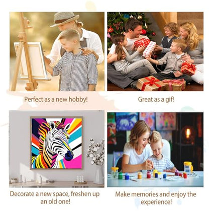 Artunion Framed Paint by Numbers Kit for Adults Beginners & Kids Ages 8-12,Colorful Zebra Paint by Number with Frame,Animal Paint by Numbers Kit on Canvas 10 * 10 Inch Without Easel - color: ZXT-273-F