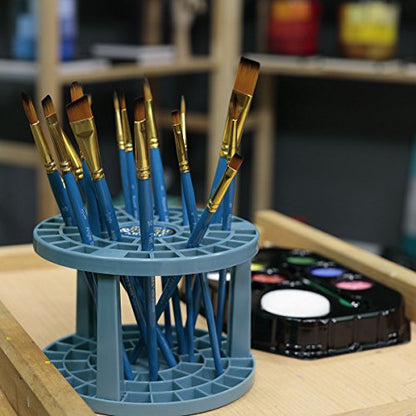 Artist Paintbrush Set – 18pc Professional Quality Short Handle Paint Brushes for Acrylic, Oil, Craft, Hobby Painting with Multi-Use Crate Organizer