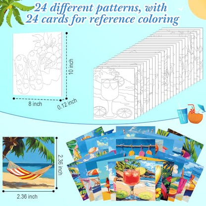 Sherr 24 Pcs Pre Drawn Canvas for Adult, Hawaii, 8 x 10 Inch - size: 8 x 10 Inch, style: Hawaii