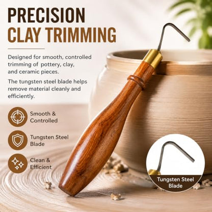 Lxnavihly Pottery Trimming Tool, Pottery Carving Tools, Clay Sculpting Tool | Tungsten Steel Cutter Head, Solid Cherry Handle, Ergonomic, Sturdy and Long-Lasting, L-Shape-Cherry - color: L Shape-Cherry
