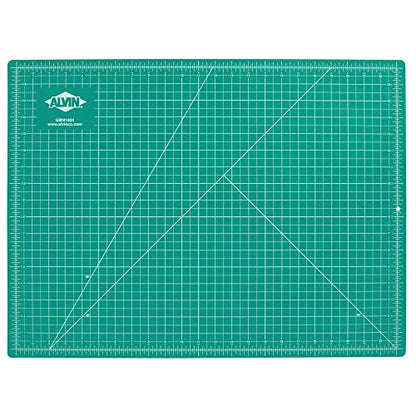 ALVIN GBM Self-Healing Cutting Mat 18 x 24 inch | Double-Sided Green/Black | 5-Layer Gridded Surface for Arts, Crafts and Sewing - Model GBM1824 - size: 24"L x 18"W