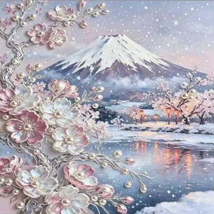 Snow Mountain Flower 5D Diamond Art Painting Kits for Adults 14 x 14 inch | DIY Full Drill, Arts and Crafts, Home Wall Deco,Beginner Easy Painting - color: SH178