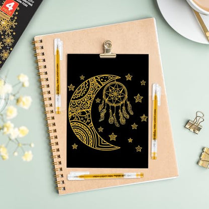 Qionew Gold Gel Pens, 1.0mm Gold Gel Pen Set,Gel Pen for Artists, 4 Pack | Gold Opaque Ink Pens, Gel Pen for Artists, for Black Paper Drawing, Bullet Journaling, Card Making, Art Highlight - size: 1.0 mm, style: Gold