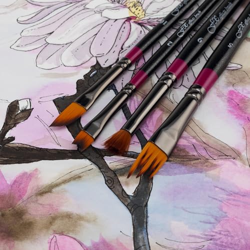 Creative Mark FX Effects Taklon Paint Brushes, Set of 10 - Watercolor, Acrylics & Oil Paint - Soft, Resilient Brush Styles: Multi-Liner, Ribbon, Angular, Dabber, Dagger - w/Resealable Vinyl Pouch