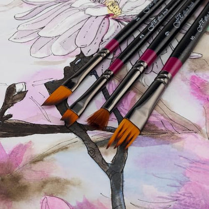 Creative Mark FX Effects Taklon Paint Brushes, Set of 10 - Watercolor, Acrylics & Oil Paint - Soft, Resilient Brush Styles: Multi-Liner, Ribbon, Angular, Dabber, Dagger - w/Resealable Vinyl Pouch