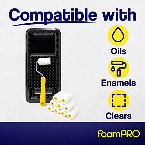 Foampro 2” Fine Finish Paint Roller Kit | 1 Plastic Paint Tray, 1 Roller Handle, 10 Foam Rollers | Mini Foam Roller Kit w/Roller Pan | Home Painting Supplies & Paint Tools, 162 (162KIT) - style: (2 Inch) Paint Kit