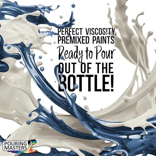Pouring Masters Lake Blue Metallic Pearl Ready to Pour Acrylic Pouring Paint - Premium 32-Ounce Pre-Mixed Fluid Acrylic Paint - Fluid Art Supplies for Canvas, Wood, Paper, Tile & Rocks - color: Lake Blue Metallic Pearl, size: 32 Fl Oz (Pack of 1)