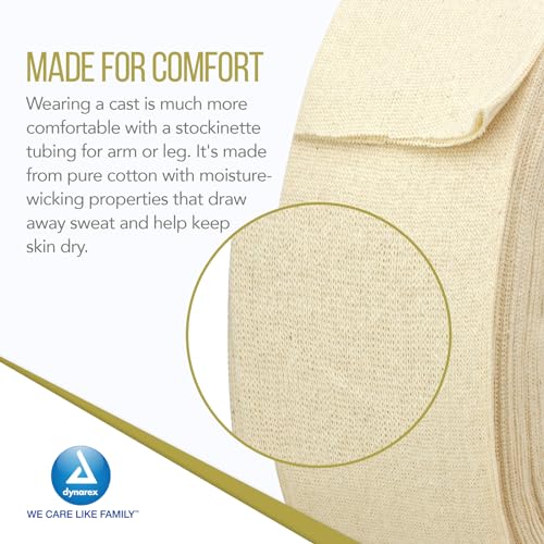 Dynarex Tubular Cotton Stockinette - Non-Sterile Elastic Stockinette Tubing for Legs & Arms - Moisture-Wicking Cast Padding - 3" x 25 Yards, Case of 4