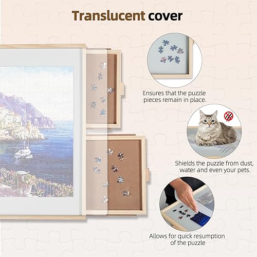 ALL4JIG 1500 Pieces 2-in-1 Tilting&Rotating Puzzle Board for Adults,24.53" x 33.19" Wooden Jigsaw Puzzle Table with 4 Drawers,Portable Board with Lazy Susan and Cover,with a Table Easel-Style Tilt - size: Medium-1500pcs