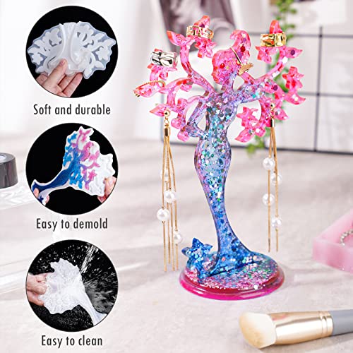 NiArt Beauty Jewelry Holder Epoxy Resin Silicone Casting Mold Kit, 2PCS Earing Stand Display for Necklaces Bracelets Storage Jewelry DIY Crafts Arts Handcraft Home Decoration Gift