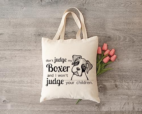Pet Studio Art Don't Judge My Dog Tote Bag - color: Boxer