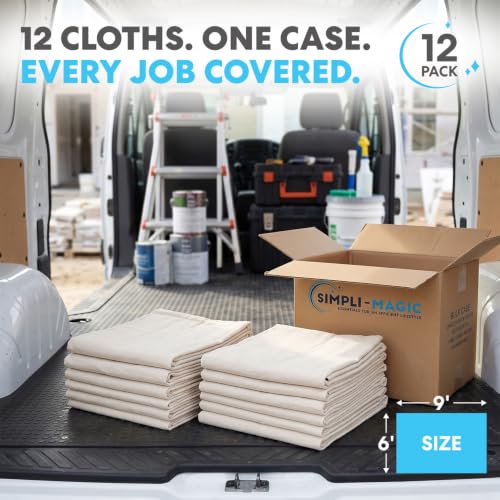 Simpli-Magic 79196C Case of Canvas Drop Cloth (Size: 6' x 9') -12 Pack, Natural