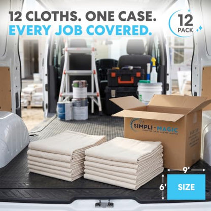 Simpli-Magic 79196C Case of Canvas Drop Cloth (Size: 6' x 9') -12 Pack, Natural