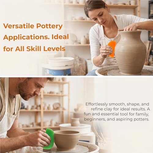 OKKRMGZ 4Pcs Pottery Ribs for Clay Sculpting Soft Rubber Rib Tools for Ceramics and Handbuilding Multi-Style Silicone Ceramic Ribs for Shaping Wheel Work Mudtools and DIY Pottery Supplies