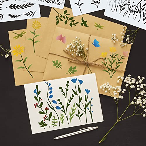 Marspark 20 Pcs Wildflower Stencils, Rectangular Style, 6 x 4.7 Inch - size: 6 x 4.7 Inch, style: Rectangular Style