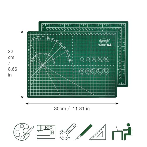 A4 Self Healing Cutting Mat - Double Sided Craft Mat with Grid Lines, Non-Slip Work Surface for Crafting & DIY Projects (Washable Reusable) - size: 11.8"L x 8.7"W