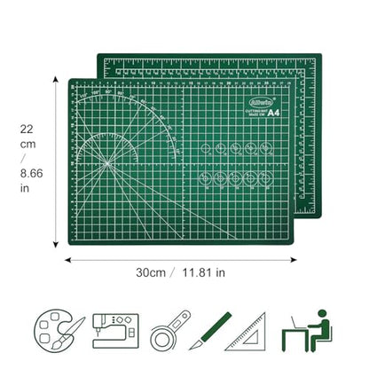 A4 Self Healing Cutting Mat - Double Sided Craft Mat with Grid Lines, Non-Slip Work Surface for Crafting & DIY Projects (Washable Reusable) - size: 11.8"L x 8.7"W