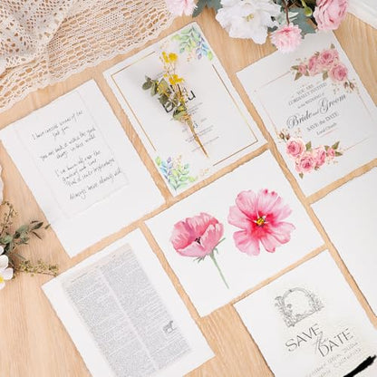 50 Sheets Watercolor Paper 6 x 8 Inch, 300 GSM Cotton Deckle Edge - size: 6 x 8inch