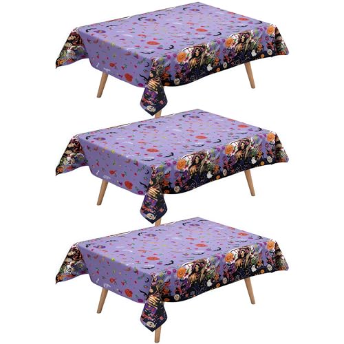 3 Pack Halloween Tablecloths,Disposable Plastic Tablecloths 54" x 72" Halloween Decorations,Plastic Table Cover for Birthday,Party Supplies,Holiday Table Cloth for Home,Dinner,Indoor,Outside - color: Halloween@scythe
