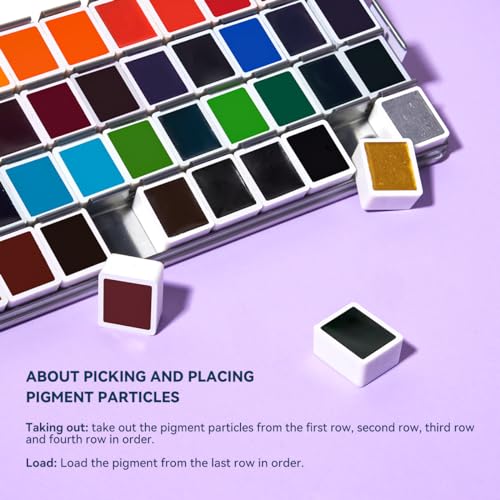MeiLiang 52 Colors Watercolor Paint Set, Half Pans - style: Solid Watercolor 52 Color Purple Case