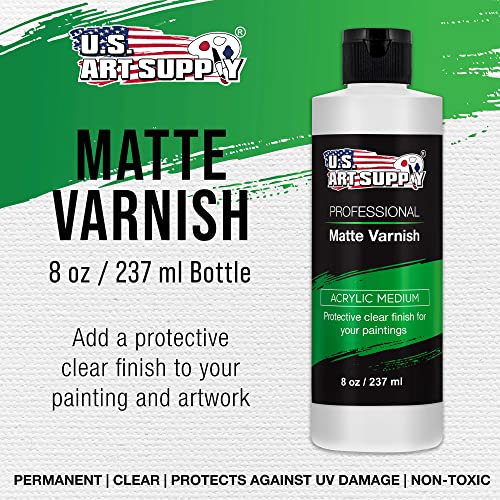 U.S. Art Supply 8 oz Matte Acrylic Varnish for Acrylic Painting - size: 8-ounces