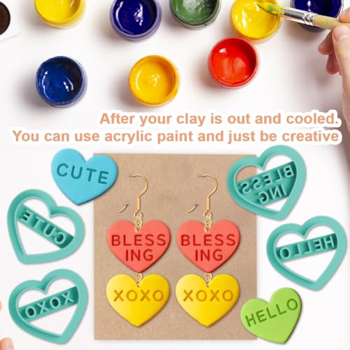 20pcs Heart Shape Polymer Clay Cutter Set with Inspiring Words Clay Cutters for Jewelry Making - color: Inspiring Words