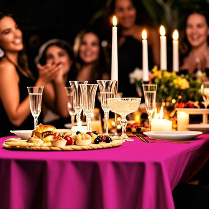 54IN X 160FT Plastic Table Cover Roll with Cutter Box, Cut to Size Plastic Table Cloths for Parties, Birthday, (Fuchsia, 54"x1920") - color: Fuchsia, size: 1920" x 54" (Rectangular)