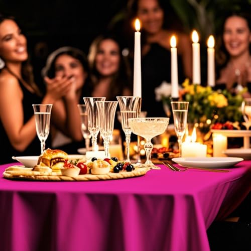 54IN X 160FT Plastic Table Cover Roll with Cutter Box, Cut to Size Plastic Table Cloths for Parties, Birthday, (Fuchsia, 54"x1920") - color: Fuchsia, size: 1920" x 54" (Rectangular)