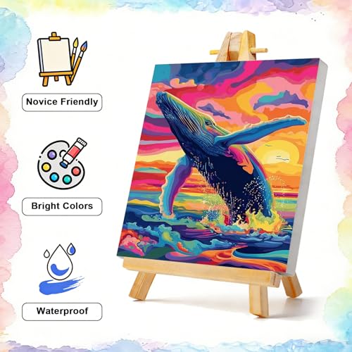 TBAIRO 4 Pack Framed Paint by Numbers Kit for Adults Beginner Animals DIY Painting Kits for Adults Ocean Easy Adult Paint by Number Kits on Canvas for Wall Art Decor 8x12 Inch - color: Animals