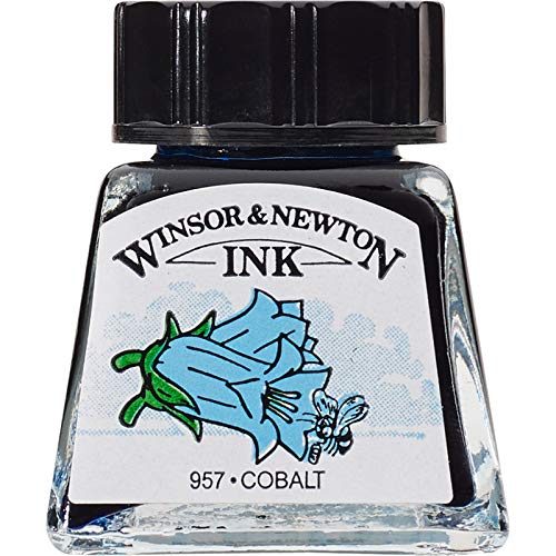 Winsor & Newton Drawing Ink, 14ml Bottle, Cobalt | Fast-drying, transparent & water-resistant; Outstanding Color Brilliance; Perfect for brush, dip pen, airbrush applications. - color: Cobalt, style: 14ml Bottle