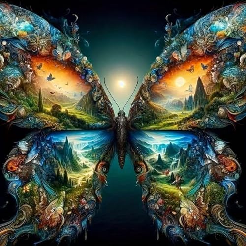 SHICERNHJ Butterfly Diamond Painting Kits for Adults,5D Landscape Diamond Art Kits,DIY Full Drill Diamond Painting Kits Arts and Crafts for Adults Home Wall Deco 14 x 14 Inch - color: SH139