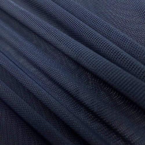 Power Mesh Fabric | 4-Way Stretch | Dancewear, Sportswear Fabric | 60" Wide | Lightweight, Sheer | 90% Nylon, 10% Spandex | for Sewing (5 Yards, Navy) - color: Navy Blue, size: 5 Yards