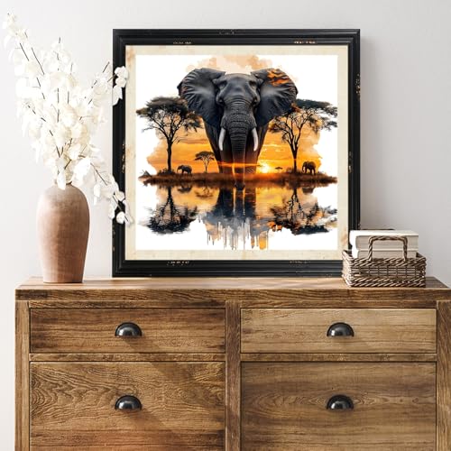 CRZMODE Elephant Paint by Numbers Kit for Adults, Elephant Paint by Numbers for Adults, Acrylic Painting Crafts for Home Decor Gift (16x20inch) - color: Elephant(16X16")
