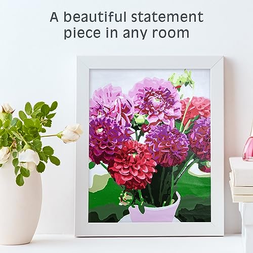Pink Picasso Paint by Number Kit, for Adults & Teens,16x20, Dahlia Delight | Botanical Floral Collection, Acrylic Paints and Brushes included, Pre-printed high quality canvas, DIY art kit, Gift-ready - color: Dahlia Delight