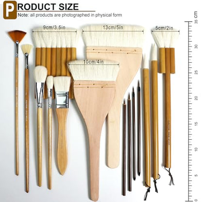Pottery Brush Set, 15PCS Ceramic Glaze Brushes with Hake Brushes & Storage | Professional pottery tools with hake glazing brushes, liner, fan and mop brushes for glaze, underglaze, ceramics and clay