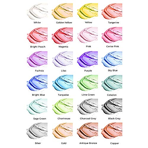 Mont Marte Premium Metallic Acrylic Paint Set, 24 x 1.02oz (36ml) Tubes, 24 Colors, Suitable for Most Surfaces Including Canvas, Card, Paper and Wood - size: 1.22 Fl Oz (Pack of 24)
