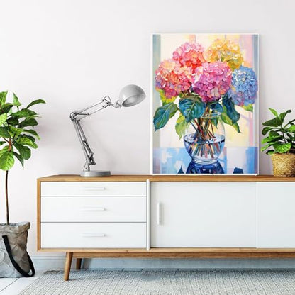 EIBEILI Diamond Art Kits for Adults-Hydrangea in Glass Diamond Painting | Round Drill Hydrangea in Glass Diamond Painting for Adults DIY Rhinestone 5D Diamond dots(Gemstone Craft)Wall Art Gift12x16IN - color: Flower-4